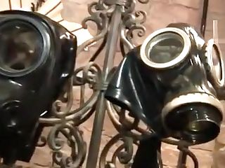Spandex Gasmask Breathplay And Faux-cock Fuck